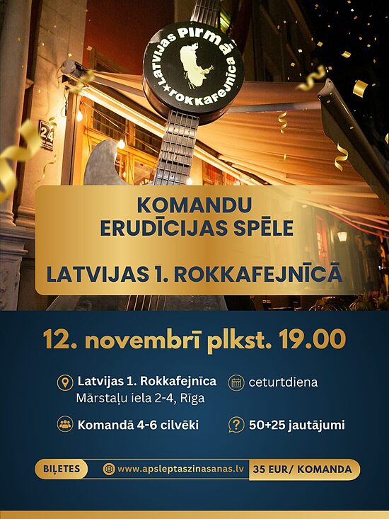 12.11. Komandas dalība spēlē Latvijas 1. Rokkafejnīcā (Klātienē)