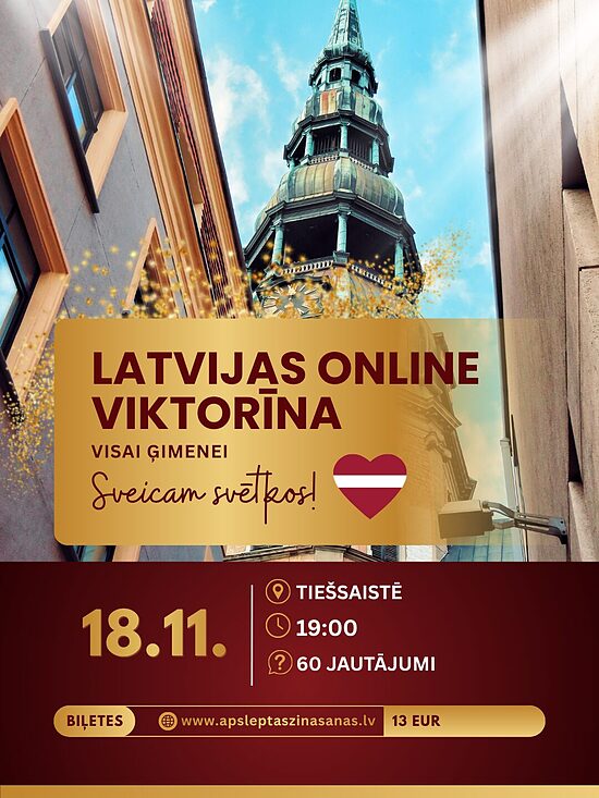ONLINE 18.11. Latvijas online viktorīna (visai ģimenei)