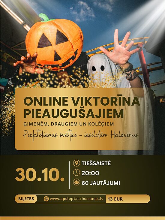 ONLINE 30.10. Piektdienas svētki - iesildām Halovīnus (Pieaugušajiem)