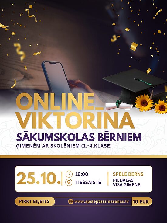 ONLINE 25.10. Dalība viktorīnā sākumskolas bērniem (1.-4. klase)