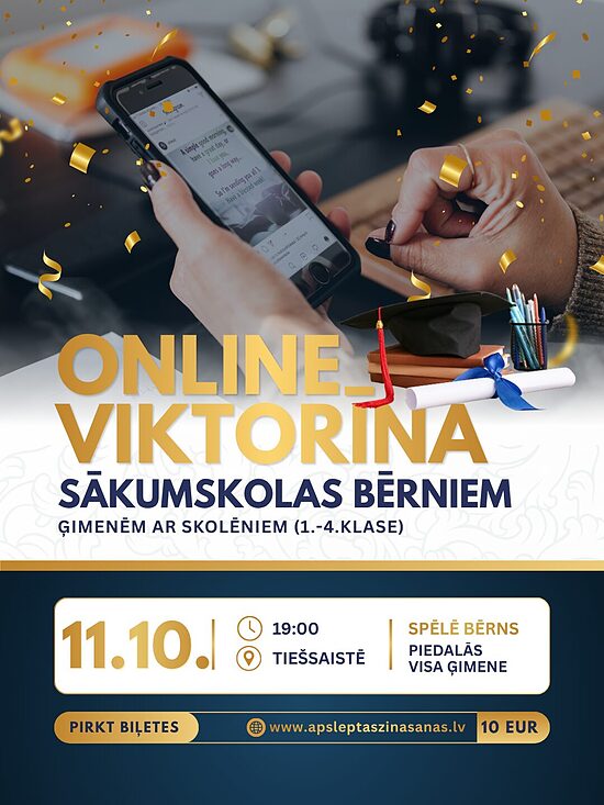 ONLINE 11.10. Dalība viktorīnā sākumskolas bērniem (1.-4.klase)
