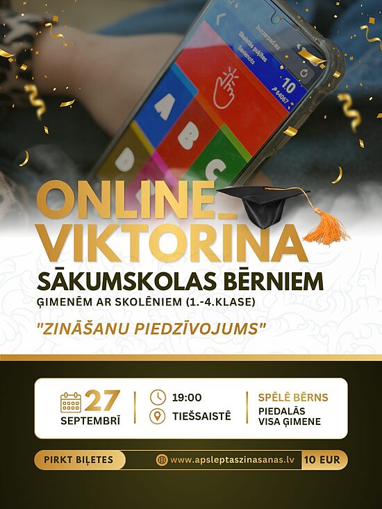 ONLINE - dalība viktorīnā "Zināšanu piedzīvojums" (1.-4.klase) - 27.09.